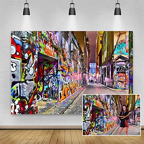 Yeele – Fondo de pared de graffiti urbano, 10 x 8 pies, diseño retro de dibujos animados de los años 80 y 90, estilo hiphop, fondo de fotografía,