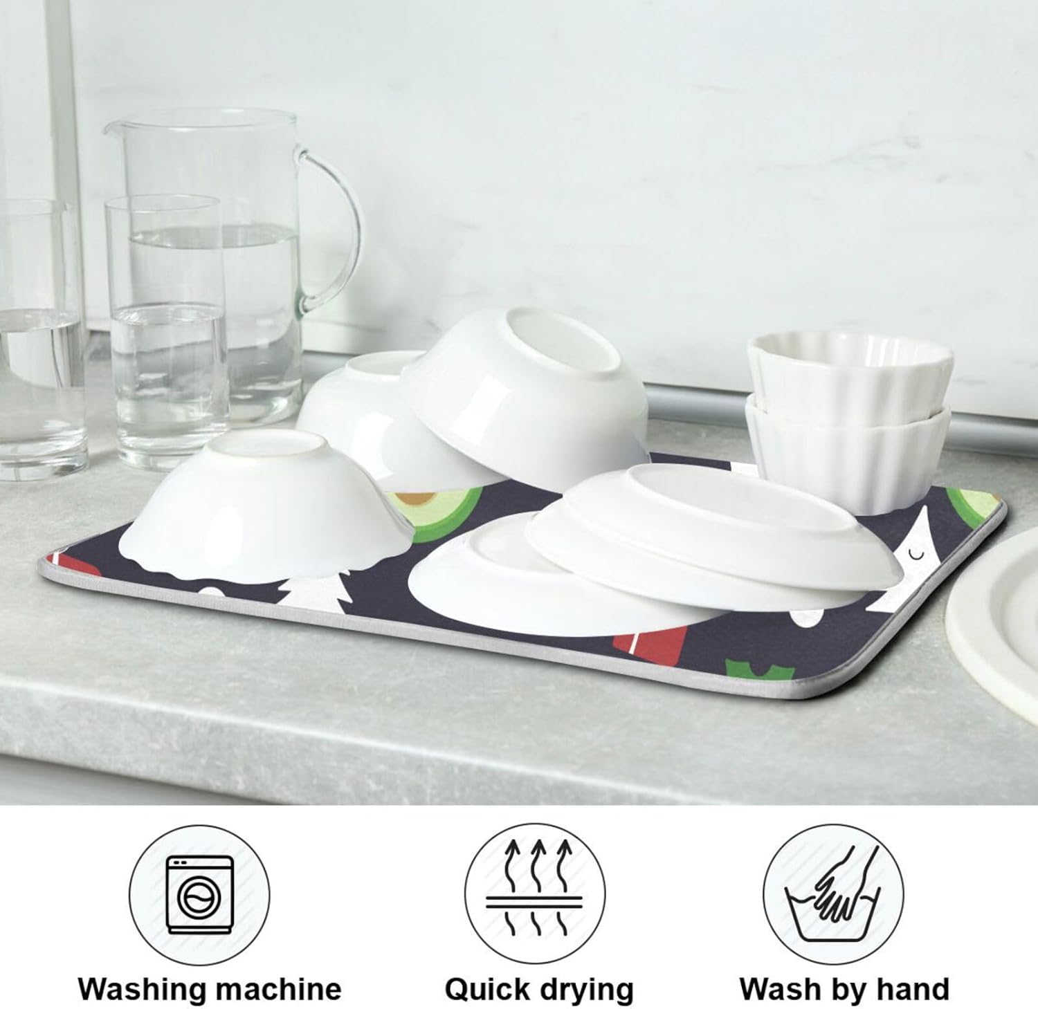 Christmas Images Dish Drying Mat Washnable Absorbent Dish Drying Pad For Kitchen Counter Drying Matt Tapete Para Cocina 16” x 18”