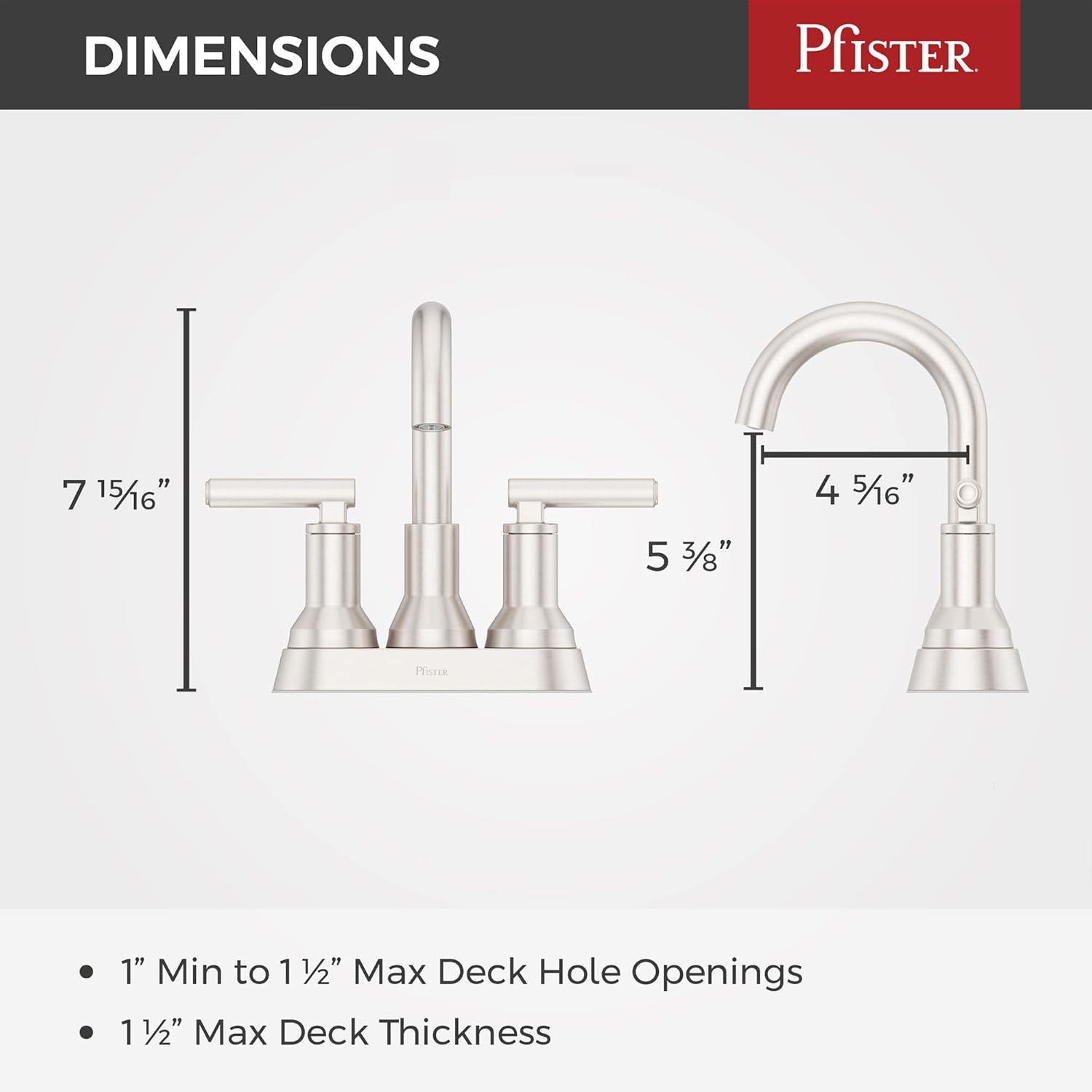 Pfister Capistrano LF048CSOGS – Grifo para lavabo de baño, centro de 4 pulgadas, 2 asas, 3 agujeros, acabado de níquel cepillado de defensa contra
