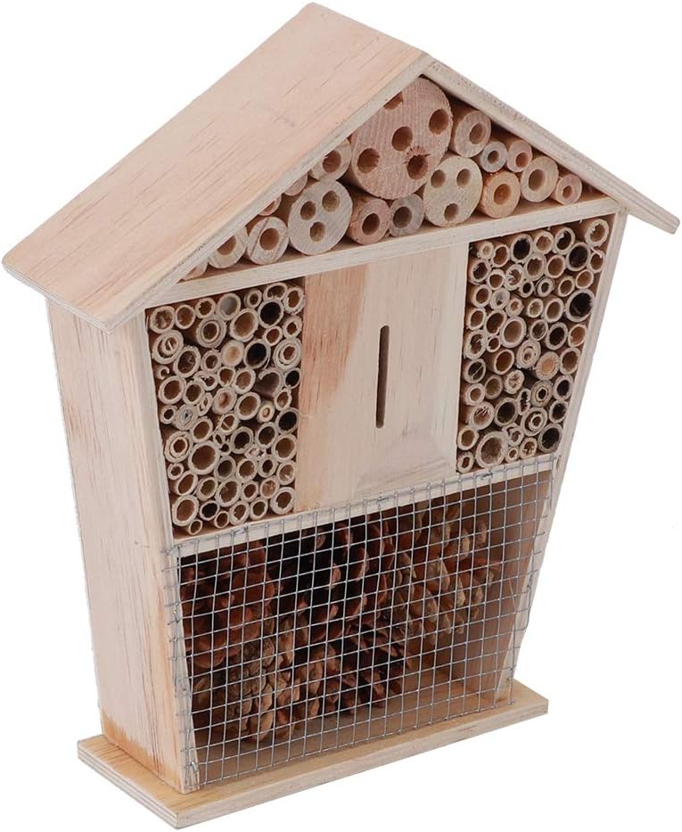 Fydun Jardinería Refugio de casa pequeña de madera Decoración de artesanía para jardinería de abejas Casa pequeña de madera para la familia