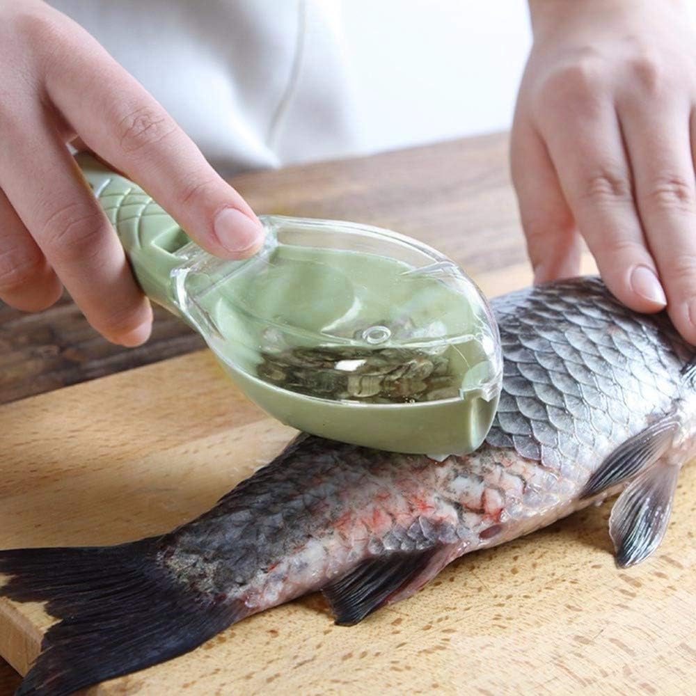 Rápido quitar el cepillo de piel de pescado de plástico escamas de pescado ralladores raspador herramienta de limpieza fácil de la cocina (blanco)