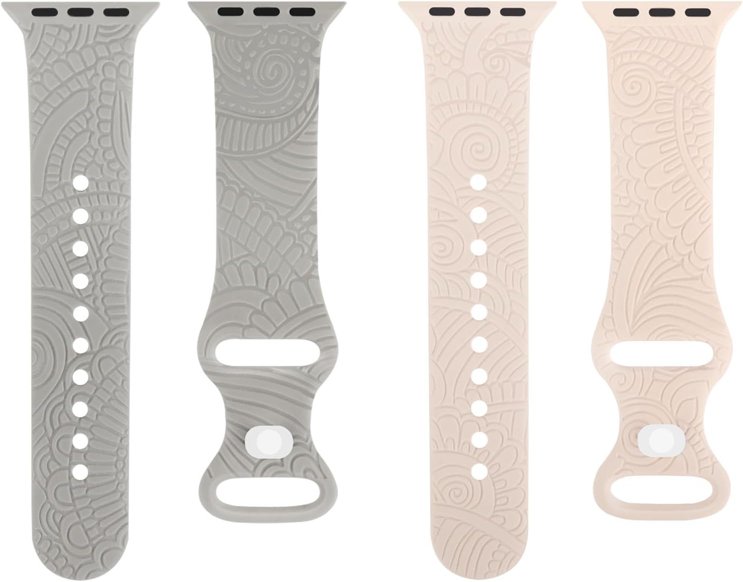 Juego de 2 correas de repuesto elegantes con patrón de flores tropicales grabadas compatibles con Apple Watch Band de 1.496 pulgadas, 1.575