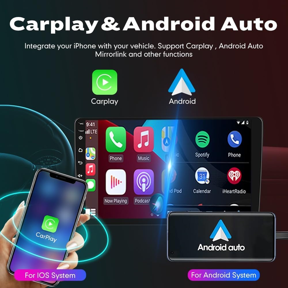 WOSTOKE Coche CarPlay Android Navegación Automática Estéreo GPS Radio Reverse Cámara Pantalla 10 “IPS Pantalla Táctil Headunit Tablet Pad Media