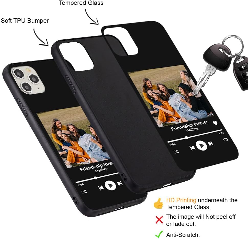 Funda personalizada para Apple iPhone 11 Pro Max, de vidrio templado antiarañazos, a prueba de golpes, suave TPU con collage de fotos, diseño de