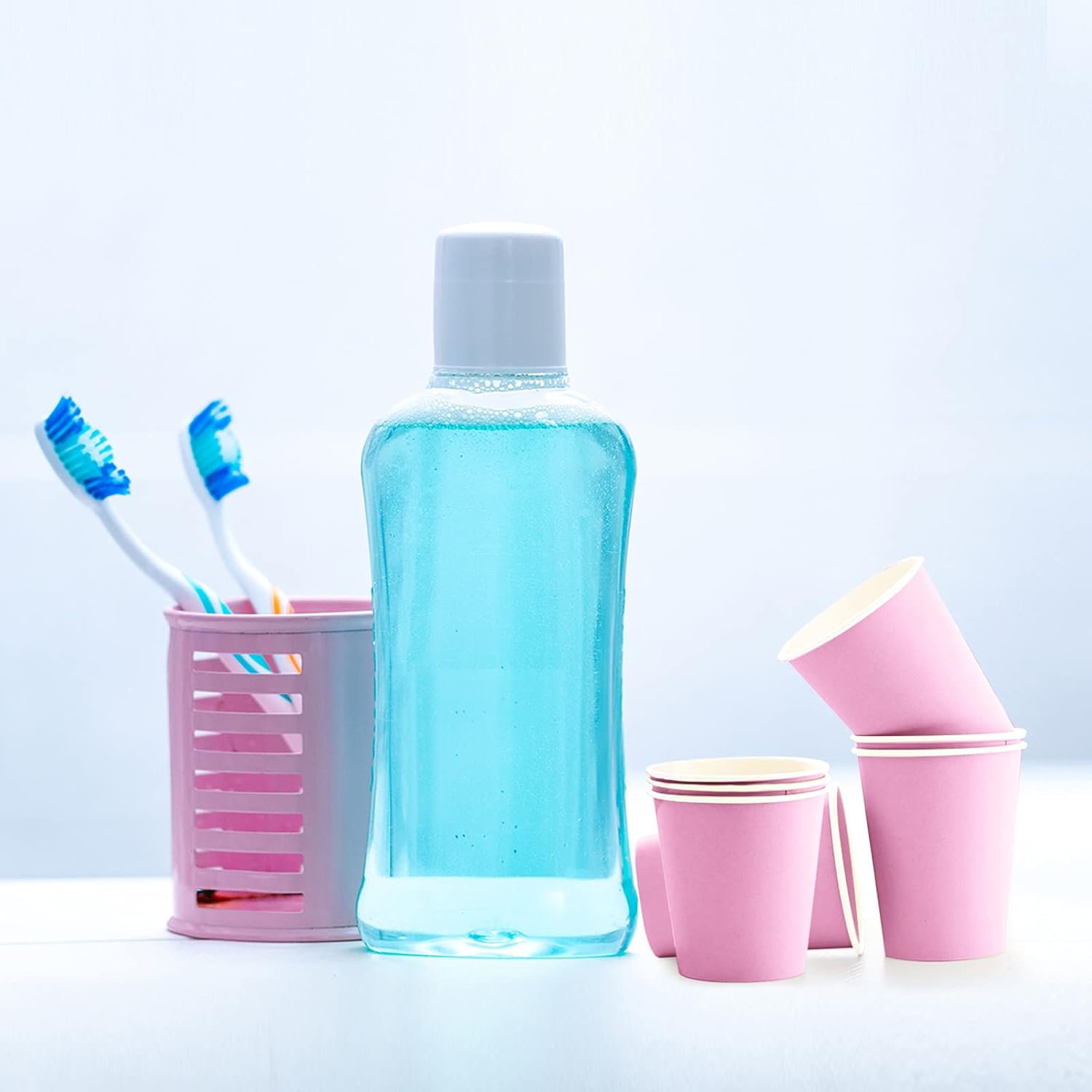 Turbo Bee Paquete de 600 vasos de papel rosa de 3 onzas, vasos desechables para baño, tazas pequeñas para enjuague bucal, tazas de espresso, vasos