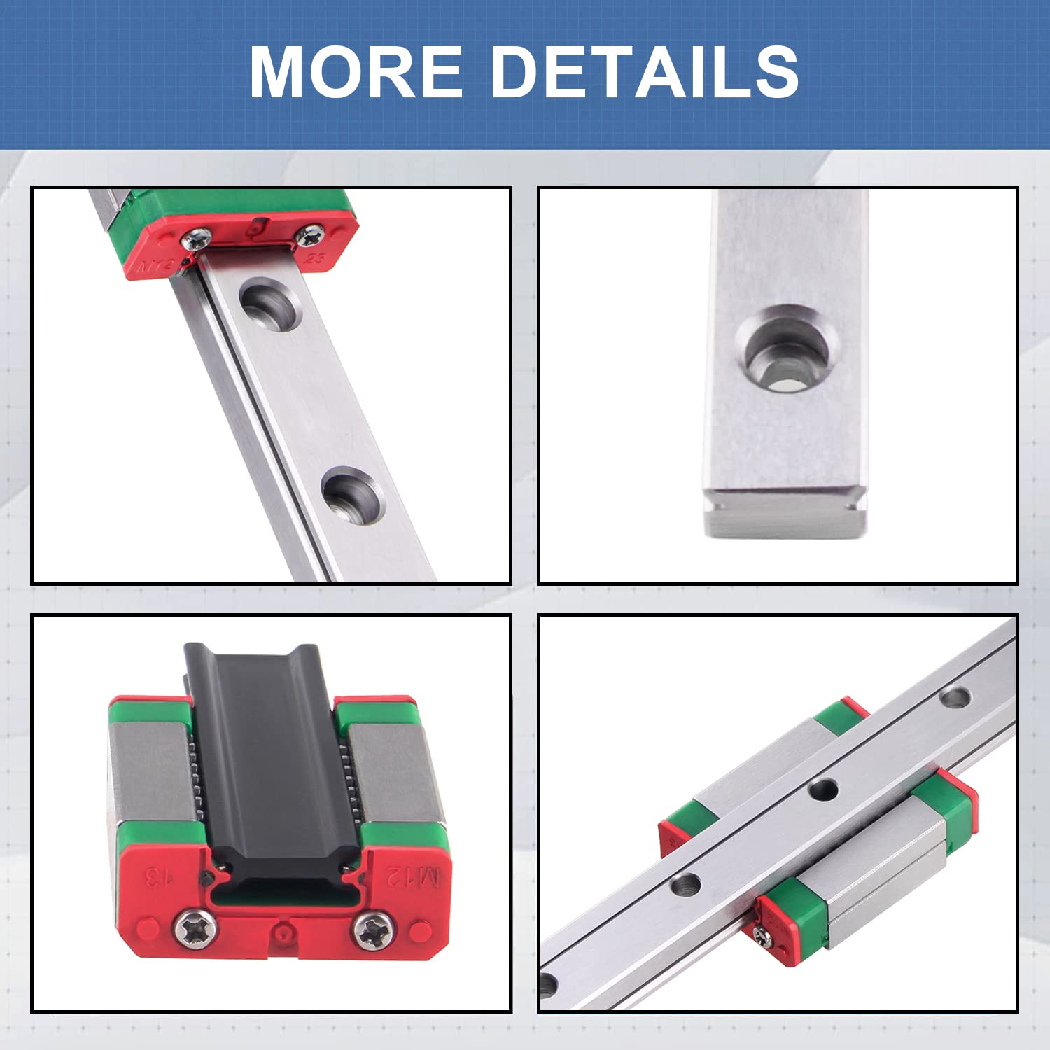 Guía de riel lineal MGN9 de 13.780 in con bloque de transporte de rodamientos lineales MGN9H, mini riel lineal para impresora 3D de bricolaje (tipo