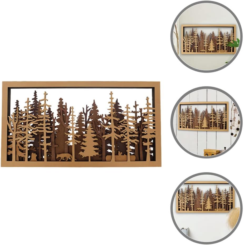 VOSAREA Decoración de pared rústica de animales del bosque, decoración de pared de granja de madera, decoración de animales de madera, adornos de