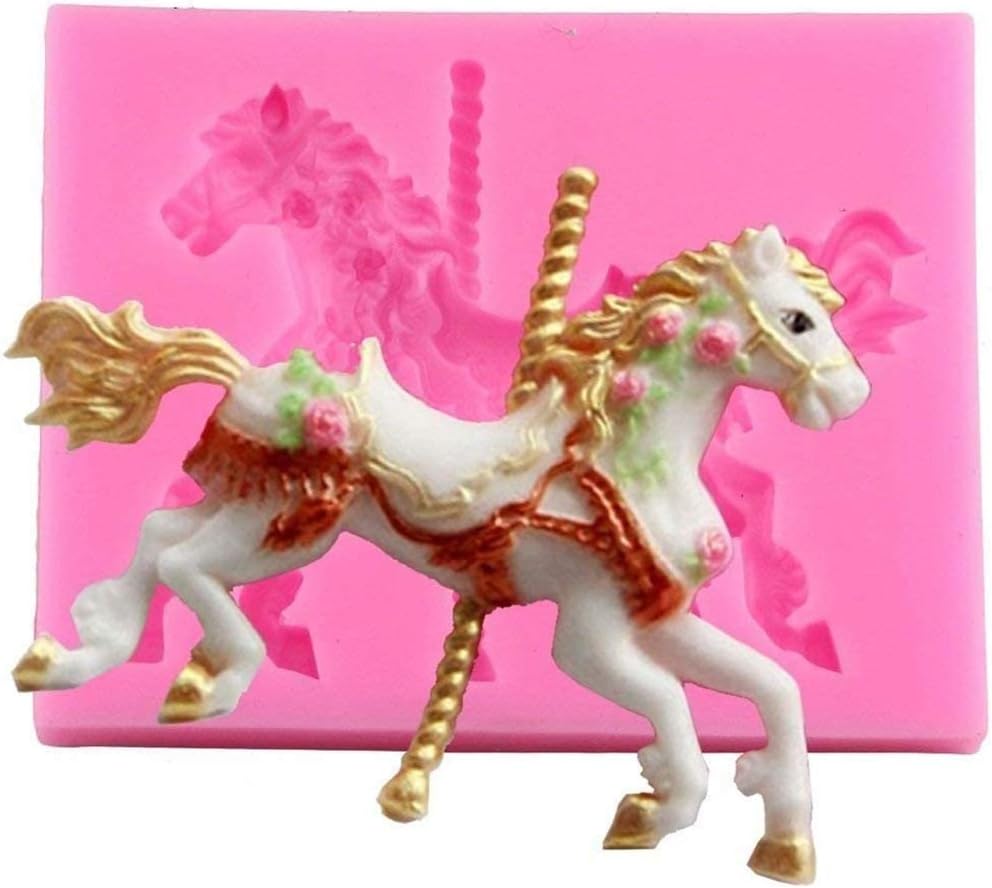 Molde de caballo de carrusel 3D, moldes de silicona para tartas, decoración de pasteles para decoración de tartas de carrusel, moldes de chocolate