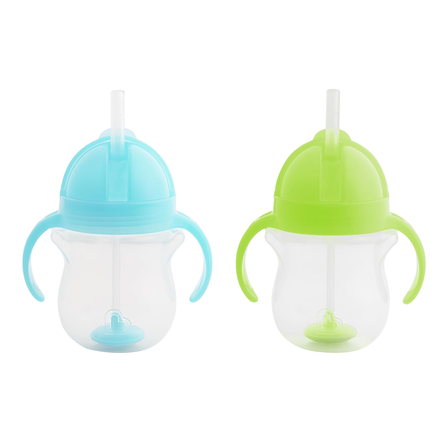 Munchkin Any Angle – Vaso de entrenamiento con popote con peso con tapa Click Lock, 7 onzas, 2 unidades (paquete de 1), azulverde &  Snack Catcher