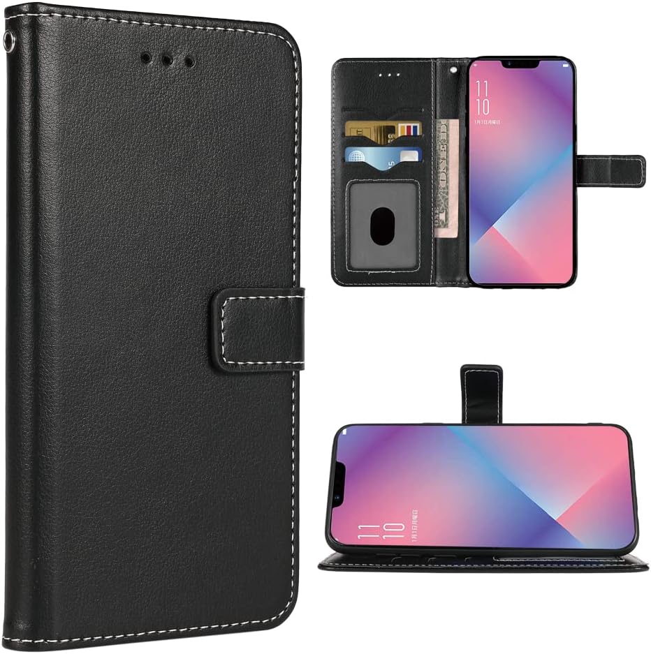 Compatible con Oppo R15 Neo – Funda tipo cartera con correa para la muñeca con cordón de cuero, soporte para tarjetas, accesorios para celulares,