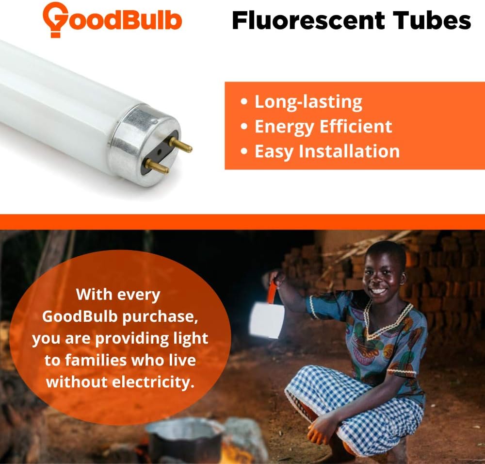 GoodBulb Bombilla fluorescente T12 de 40 W y 48 pulgadas, luz blanca fría de 4100 K, base bi-pin media, 2600 lúmenes, 90 CRI, 24000 horas de vida,