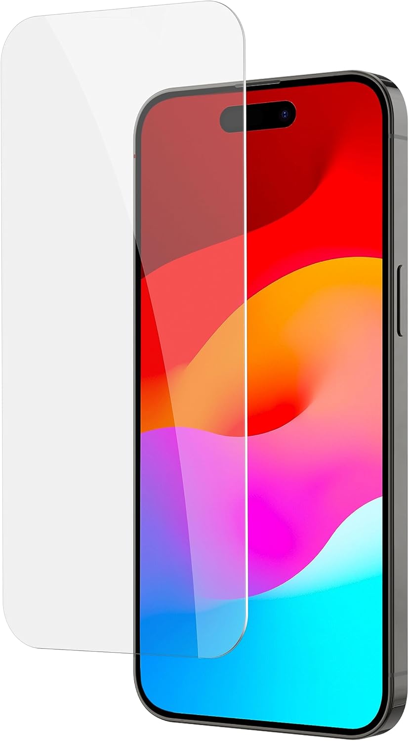 FLOLAB NanoArmour ONETIME – Funda compatible con protector de pantalla para iPhone 15 Pro, vidrio templado ultra transparente de grado militar,