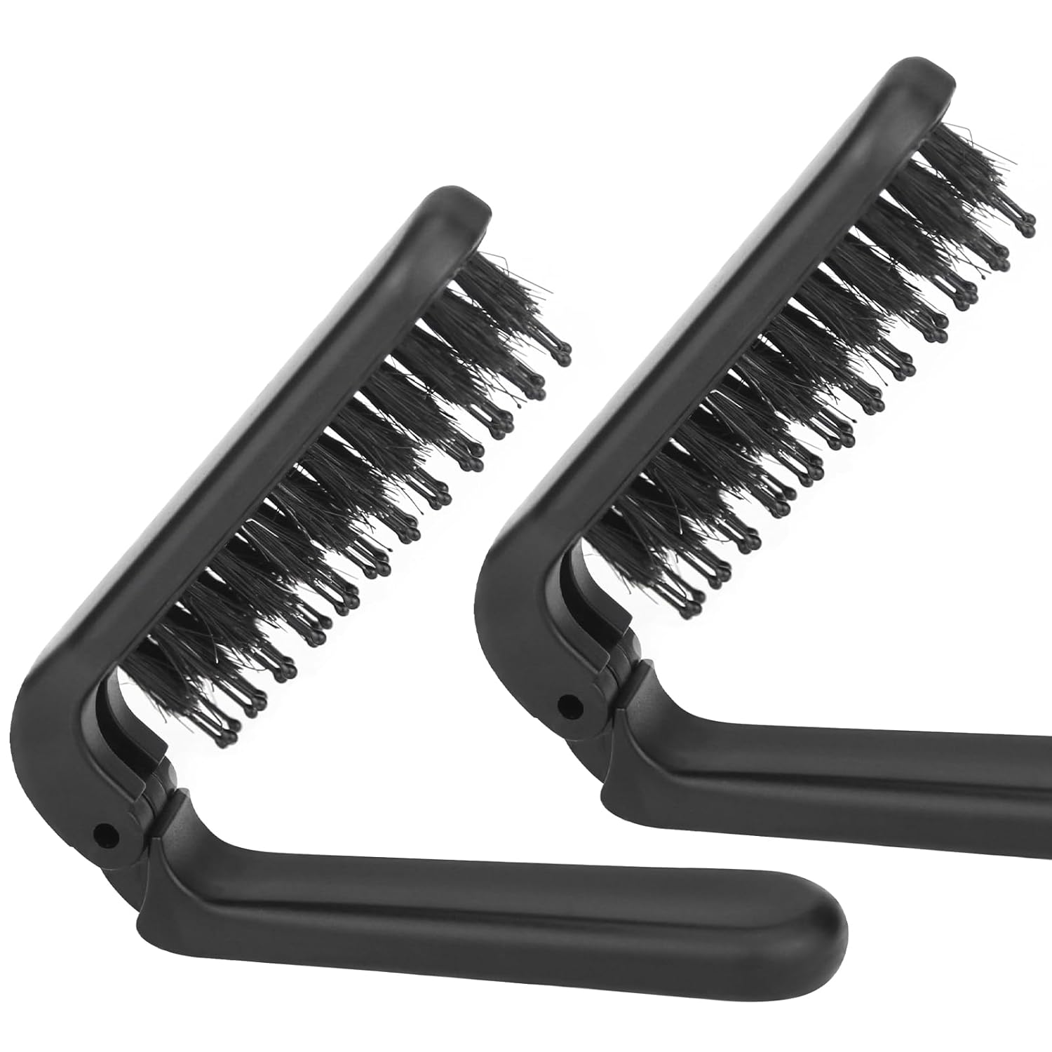 2 cepillos de pelo plegables de viaje, cepillo portátil plegable de cerdas de jabalí para cabello fino y grueso, mini cepillo de pelo para hombres,