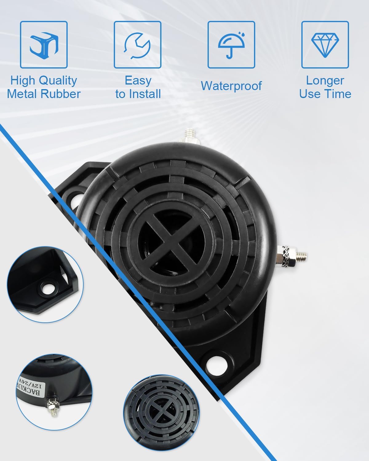 ANODZU Alarma de respaldo de 12 V-24 V 110 3 DB fuerte impermeable para semi camiones, furgonetas, automóviles, motocicletas, vehículos,