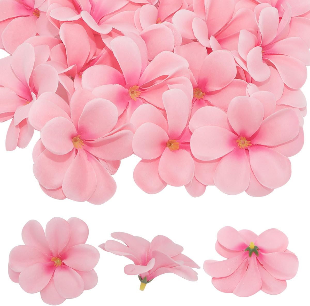100 cabezas de flores artificiales de Plumeria Frangipani hawaiana de 2.8 pulgadas para bodas, guirnaldas, joyas, pinzas para el cabello, accesorios