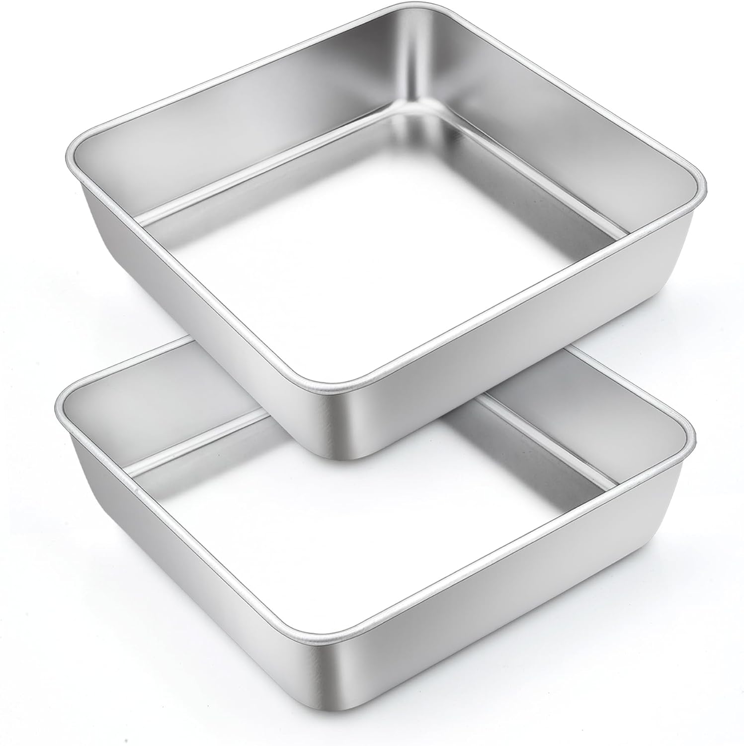 TeamFar Molde cuadrado para tartas de 6 pulgadas, molde cuadrado de acero inoxidable para brownie de lasaña, saludable y resistente, apto para