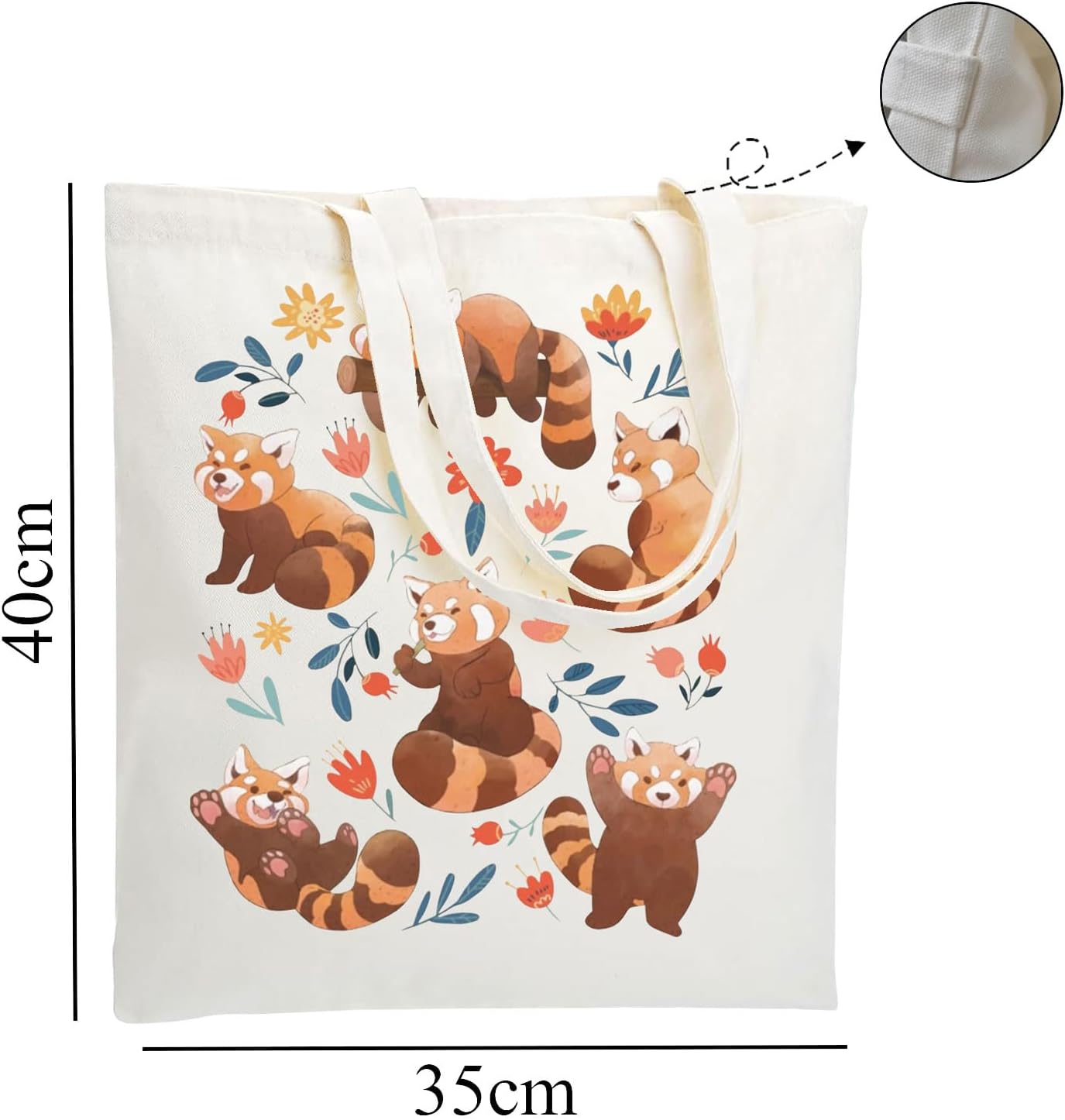 Red Panda Tote Bag Red Panda Lover Tote Bolso de compras con temática de panda rojo Bolsa de comestibles reutilizable para amantes de los animales