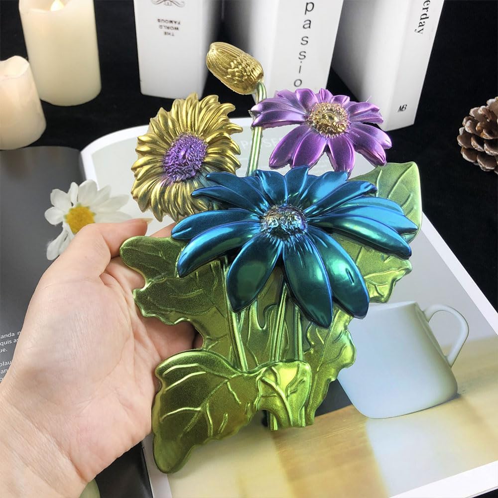 Molde de resina epoxi de flores 3D Rose Daisy Moldes de silicona con resina de amor, moldes para manualidades, adornos de bricolaje, estatua de