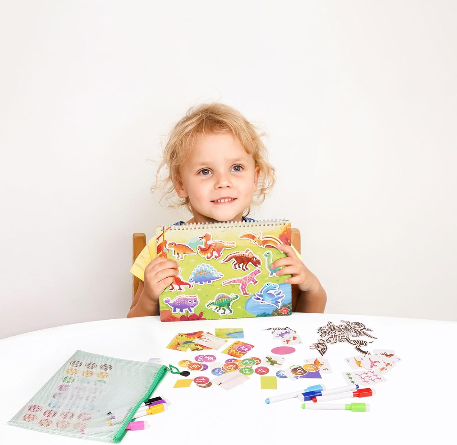 Dinosaurio Montessori – Juguetes de aprendizaje para niños pequeños de 3, 4, 5 años, actividades de aprendizaje preescolar, 10 temas, carpeta de