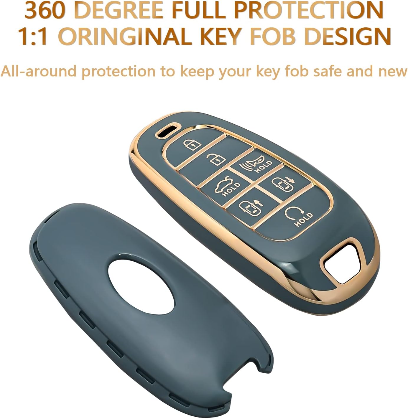 OFFCURVE Funda para llavero Hyundai para 7 botones 2019 2020 2021 Hyundai Sonata Nexo 2022 Hyundai Tucson 2023 Palisade Santa Fe Smart Key Holder