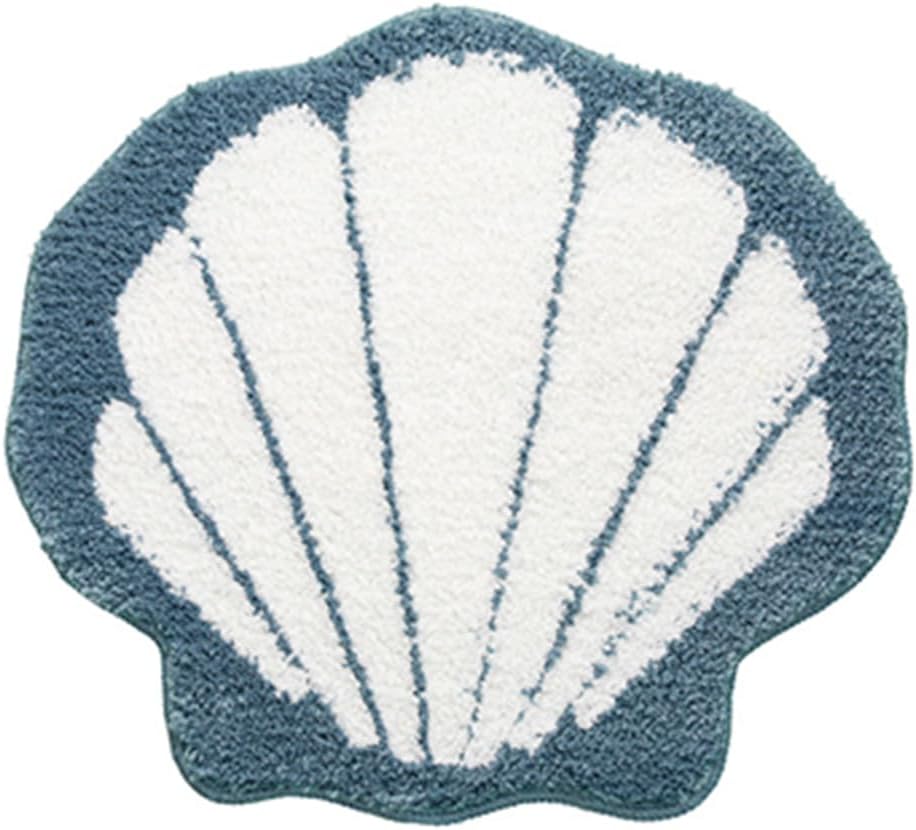 XYRuiHang Lindas alfombras de baño con forma de concha, peludas, esponjosas, irregulares, antideslizantes, absorbentes, para bañera, cómodas y