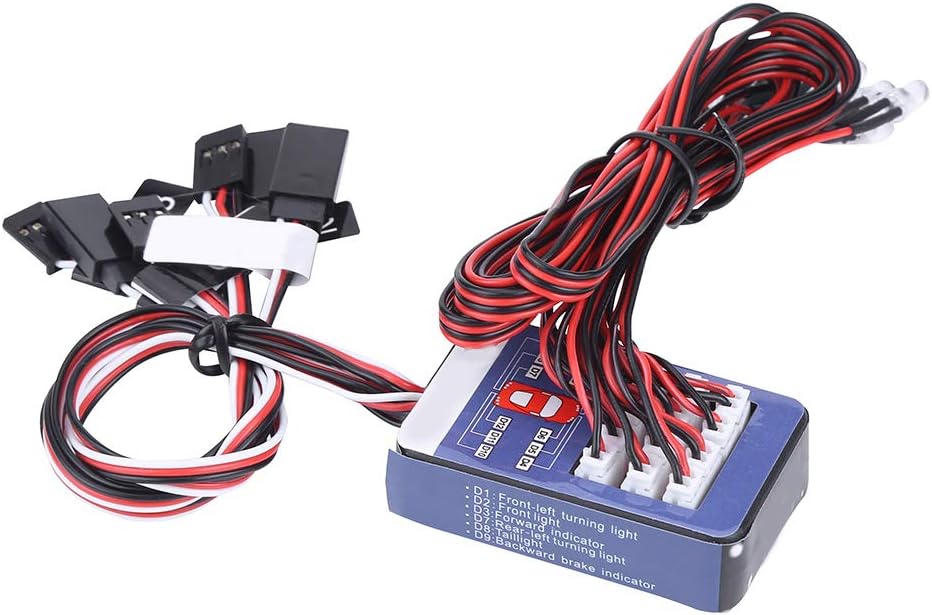 VBESTLIFE Accesorio RC, kit de sistema de iluminación LED de 12 luces intermitentes de simulación para 110 18 RC cochecamiónoruga