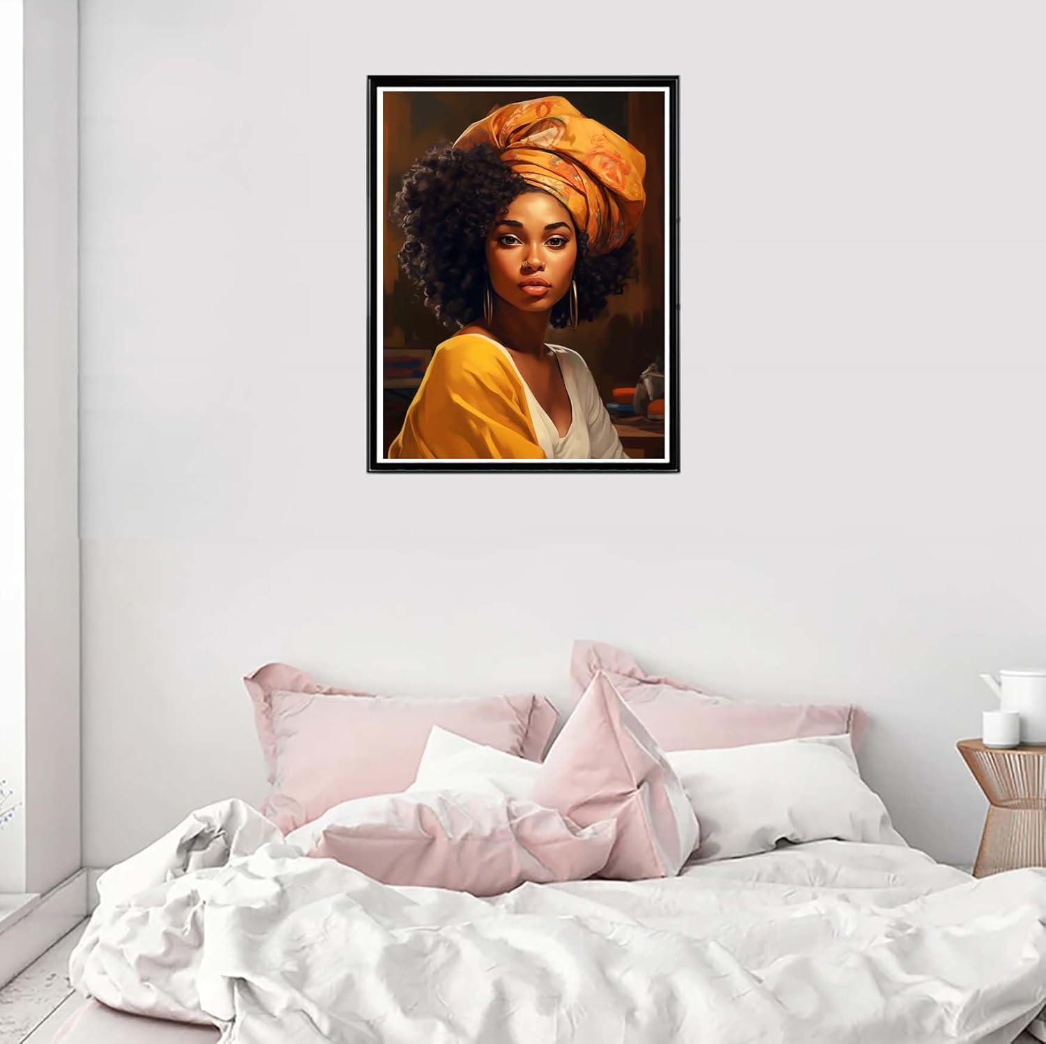 Cuneai Kit de pintura de diamante 5D para bricolaje, mujer africana, pintura redonda por números, artesanía afroamericana, bordado de cristal para