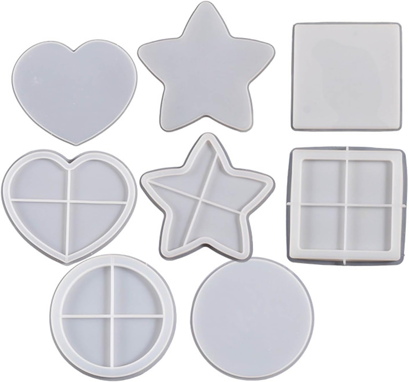 Molde de resina de silicona con forma de corazón de estrella redonda, coctelera de epoxi, marco de arena movediza, molde de fundición de resina,