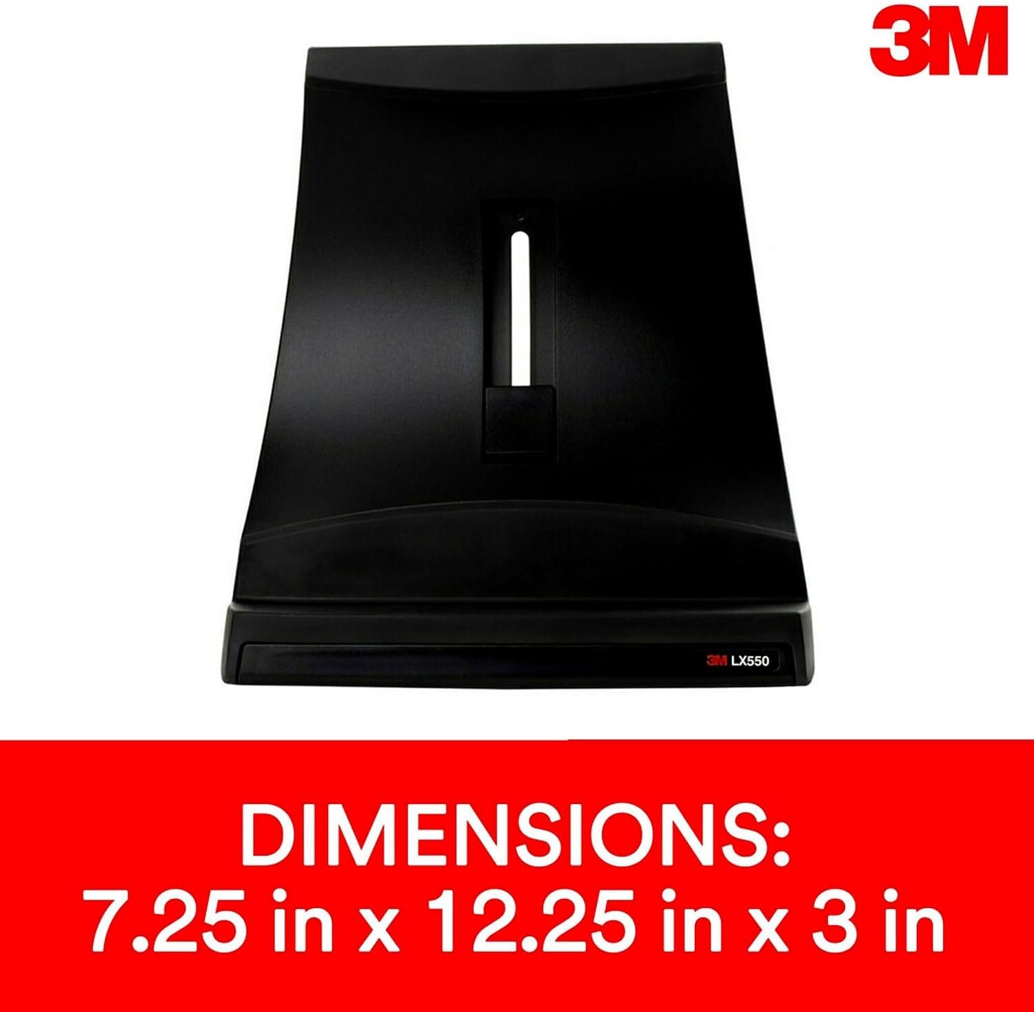 3M LX550 – Elevador vertical para computadora portátil, gestión de cables, 9x12x6 12-9 12, negro