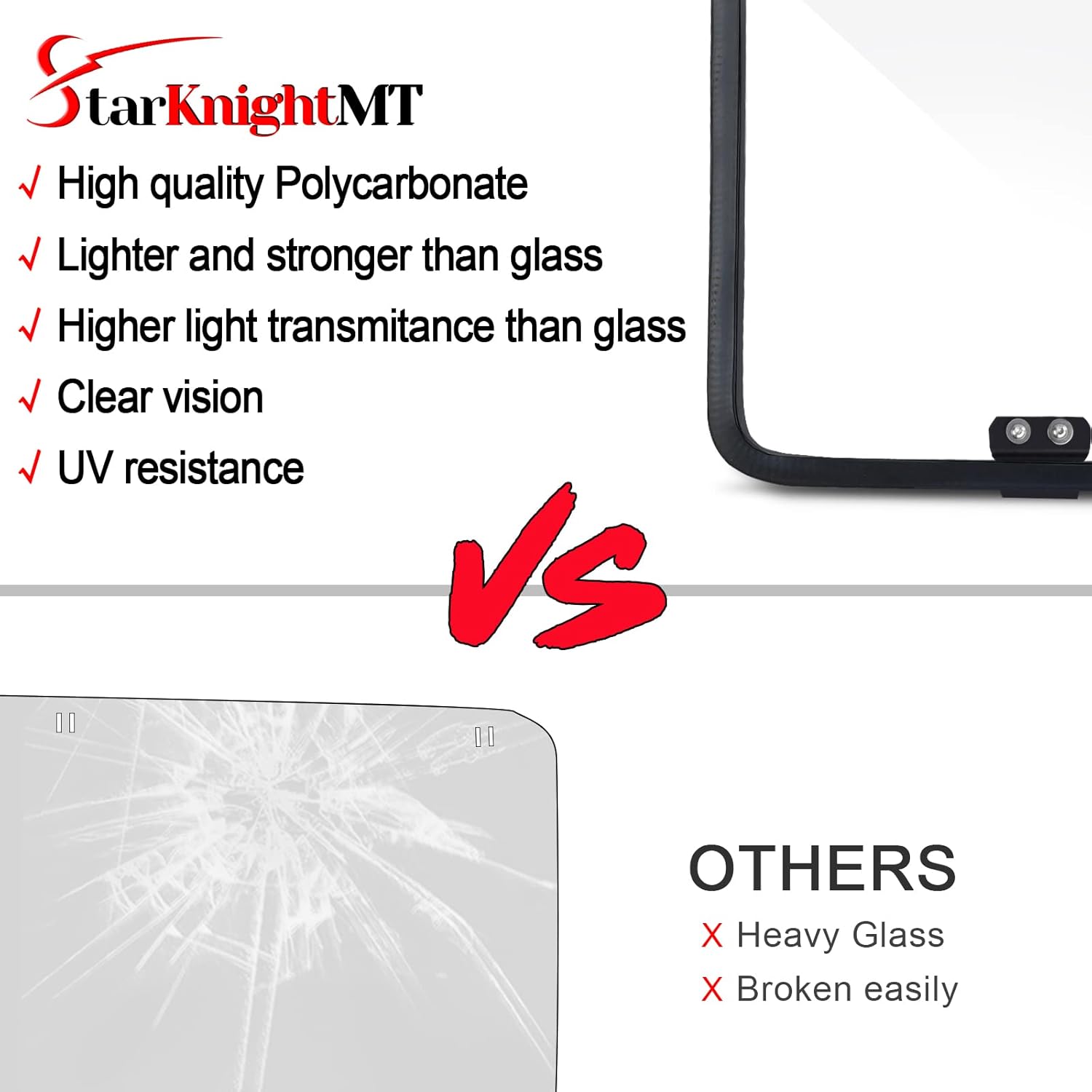 StarknightMT – Parabrisas trasero resistente a los arañazos  Ventana trasera StarknightMT a prueba de rayos UV compatible con Can-Am Defender