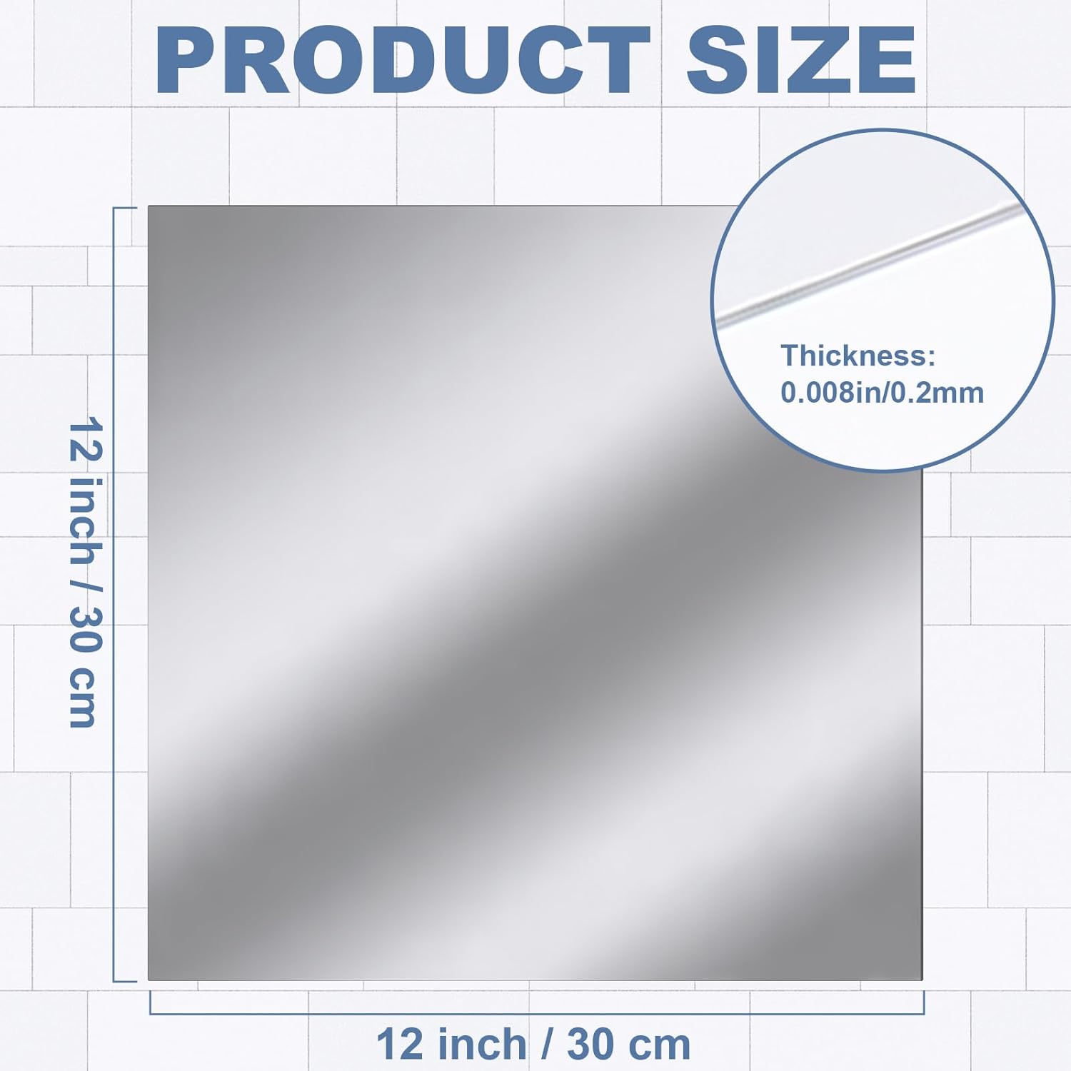 Soaoo 36 piezas de láminas de espejo flexibles autoadhesivas para espejo de puerta, azulejos de plástico para espejo de pared, calcomanías cuadradas