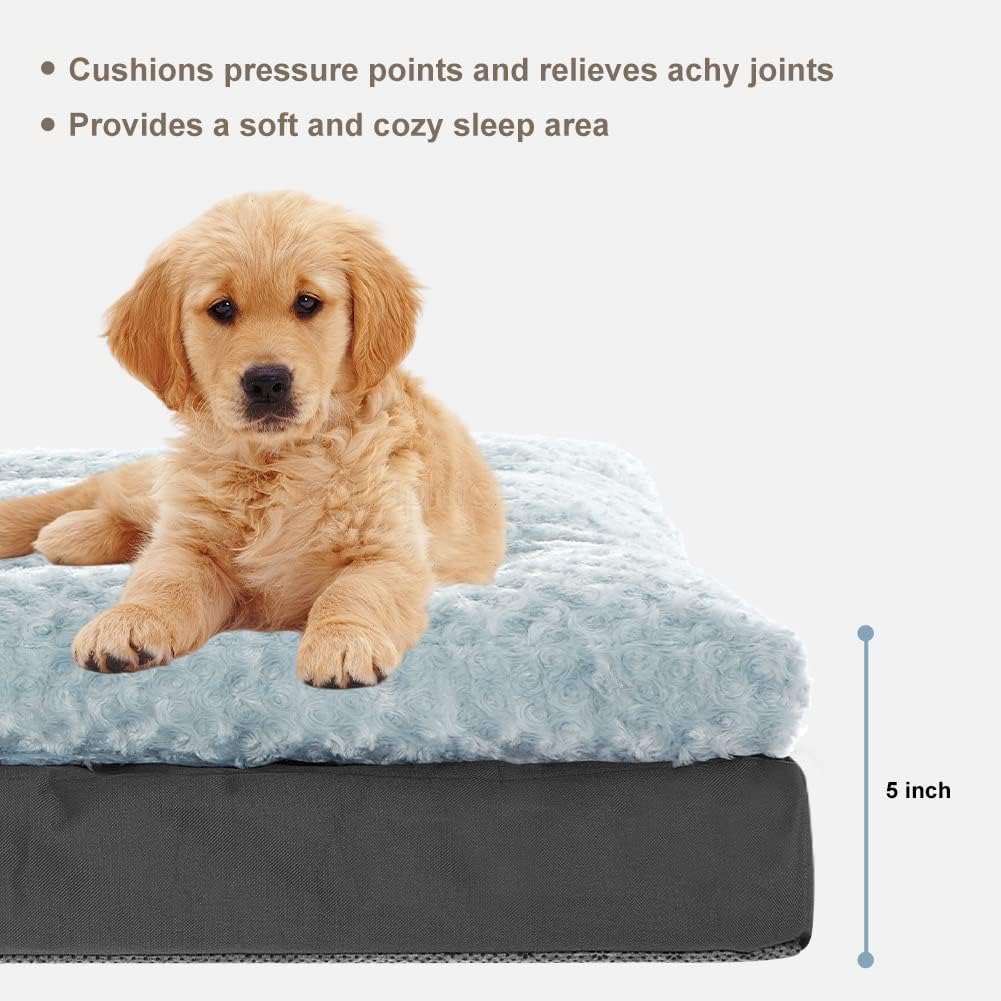 CBBPET Cama ortopédica para perros pequeños y medianos con soporte de espuma de huevo de felpa, cama para perro súper suave lavable, parte superior