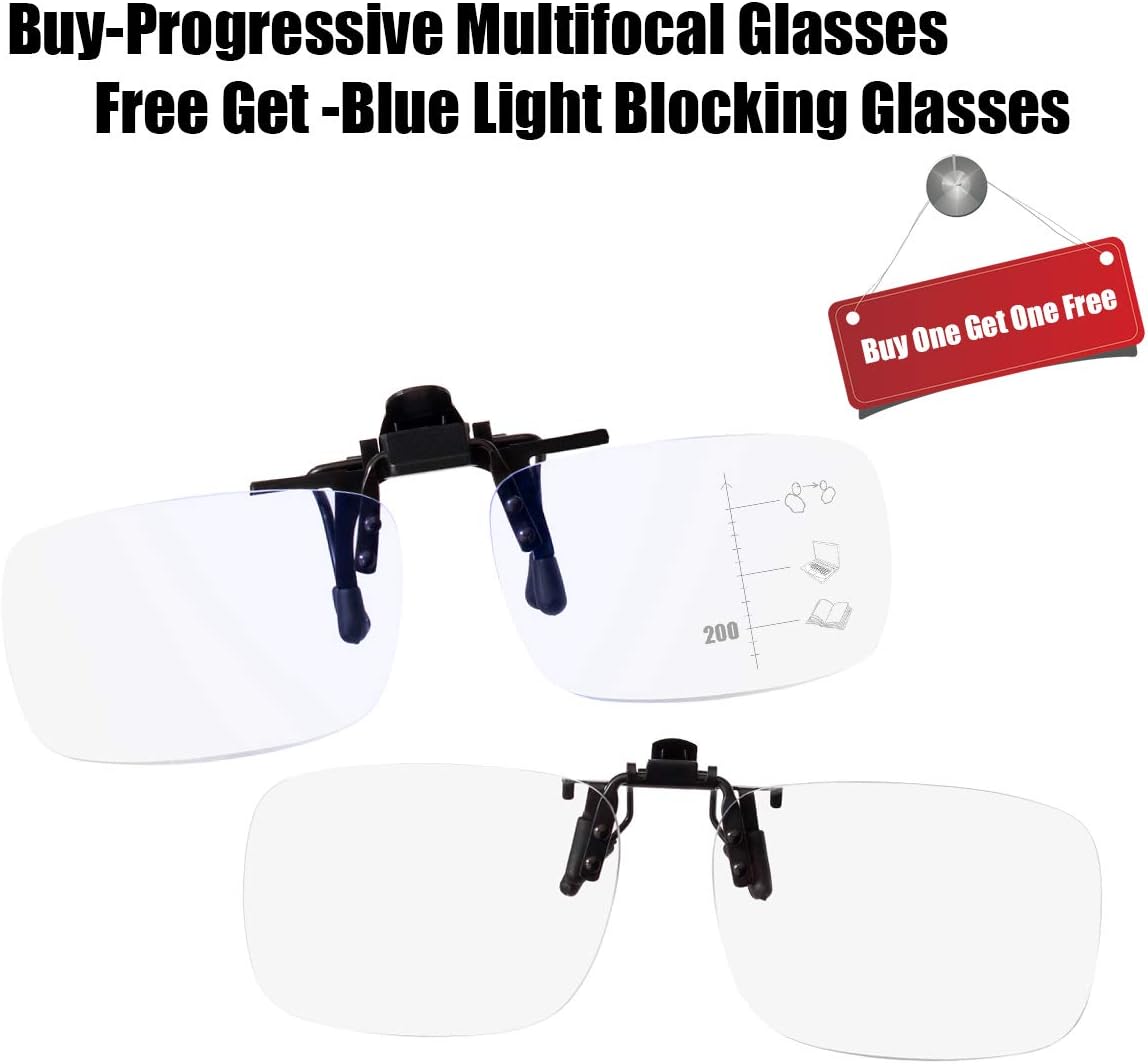 Gafas de lectura con clip abatibles, multifocales progresivas, antideslumbrantes, con filtro UV