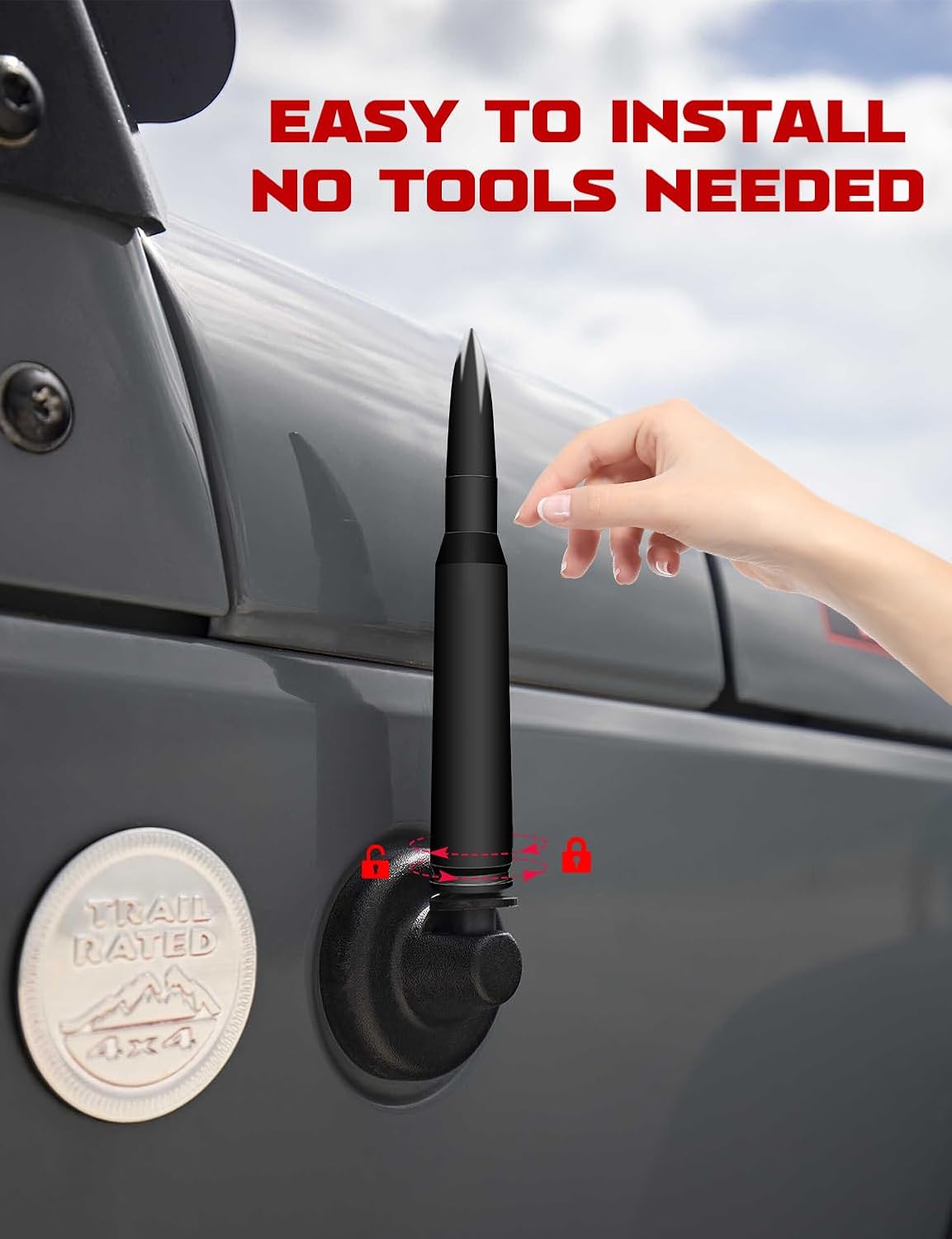 Antena universal de repuesto para automóvil, antena corta de aluminio Billet compatible con Ford, Dodge, Chevrolet, GMC, Jeep, accesorios de