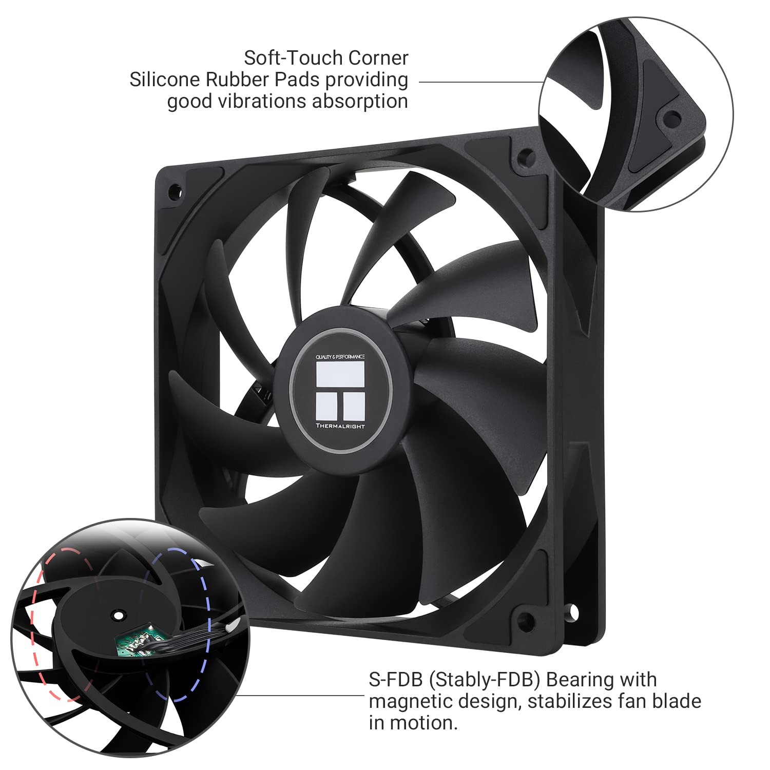 Thermalright Ventilador de CPU TL-C12C de 4.724in, ventilador de computadora silencioso PWM de 4 pines con rodamiento S-FDB incluido, ventilador de