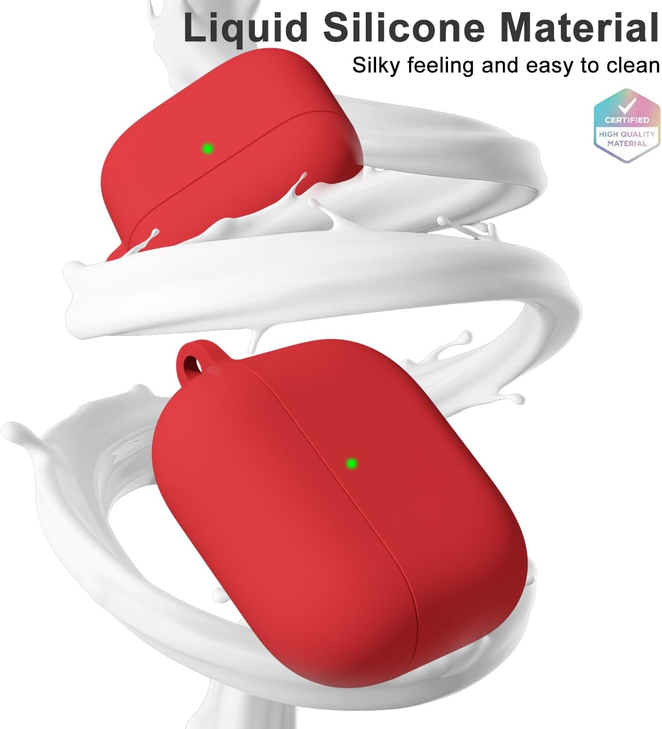Oakxco Funda de silicona para Airpods de 3 generación 2021 con llavero, fina, delgada, suave, piel de poliuretano termoplástico de gel de goma,