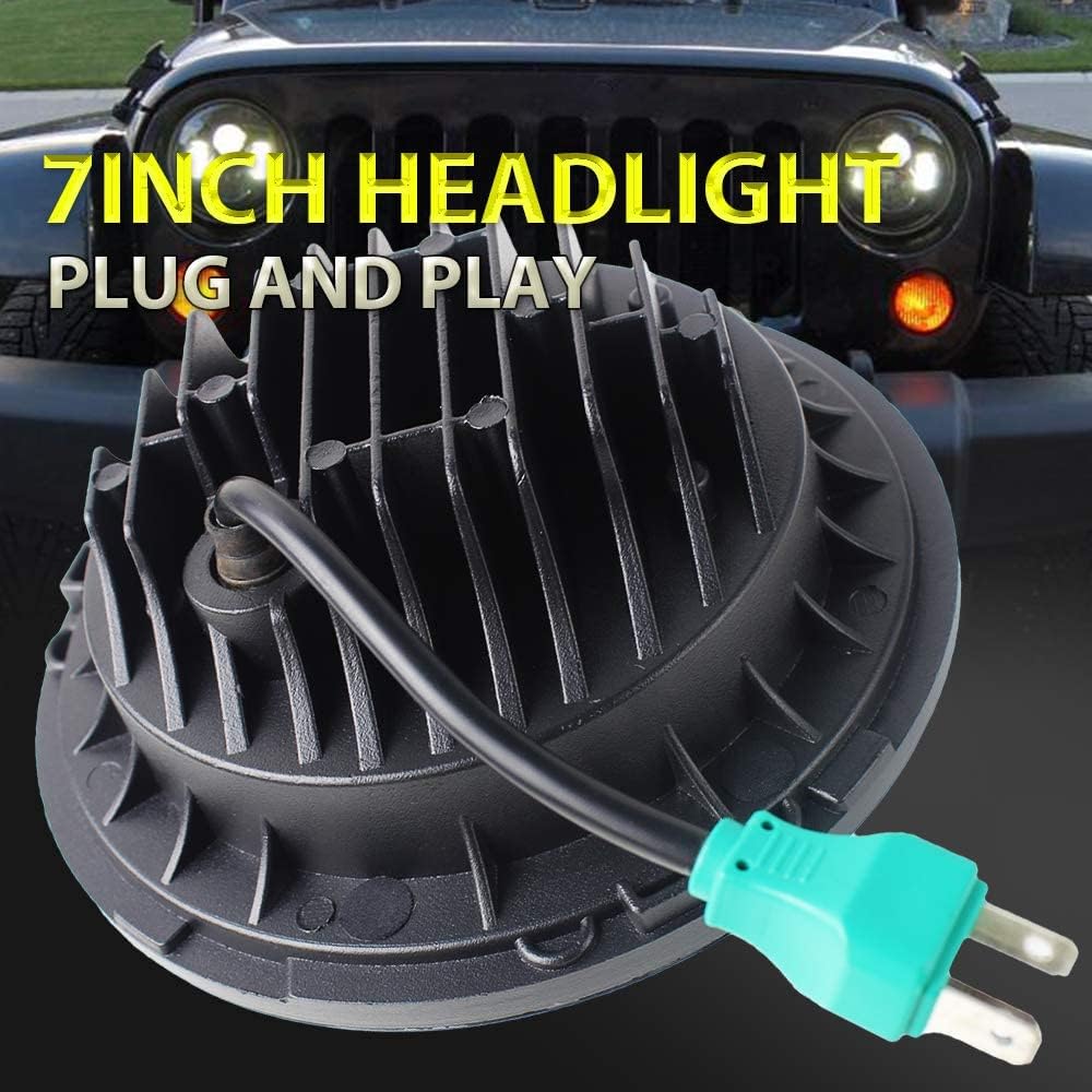 Atubeix Faro LED de 7 pulgadas, para Jeep Wrangler 2007-2017 JK TJ LJ CJ H1 H2 luz altabaja reemplazar DRL accesorios para faros delanteros (negro)
