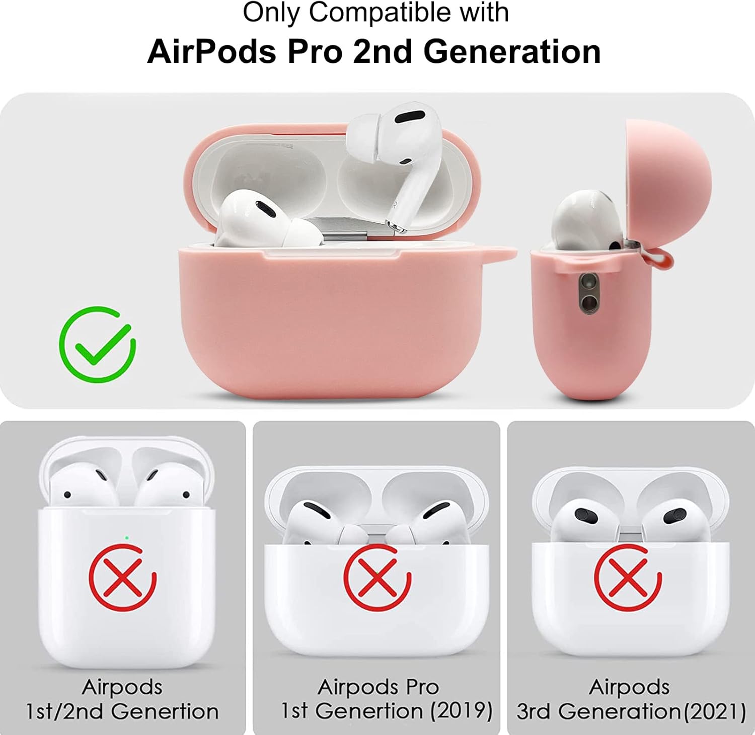 Funda para Airpods Pro de 2 generación 2022, funda de silicona suave con llavero de pulsera linda para Apple Airpods Pro 2 para mujeres y niñas