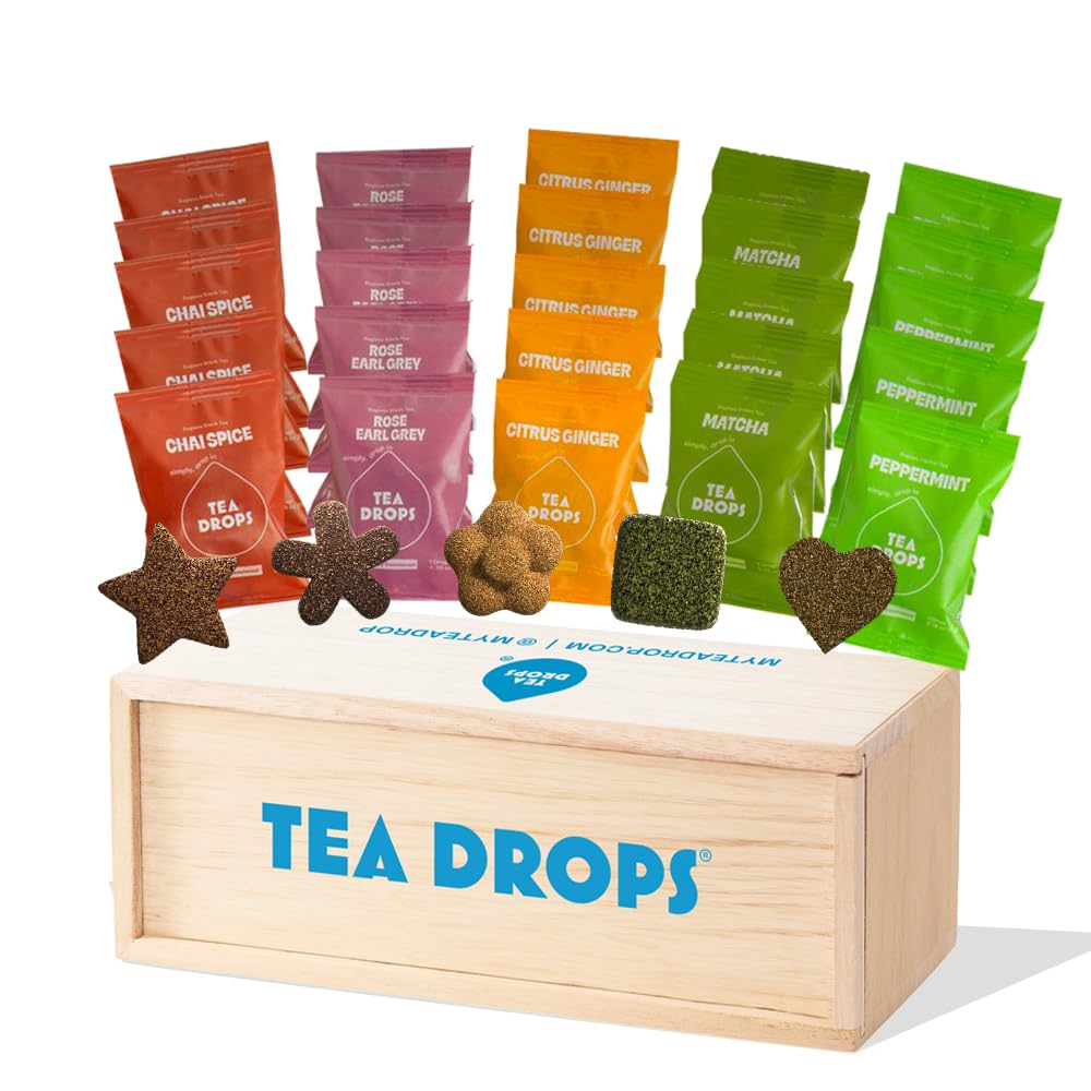 Tea Drops Set de regalo  Té orgánico soluble de hojas sueltas  helado o caliente  Chai orgánico naturalmente endulzado, rosa Earl Grey, jengibre