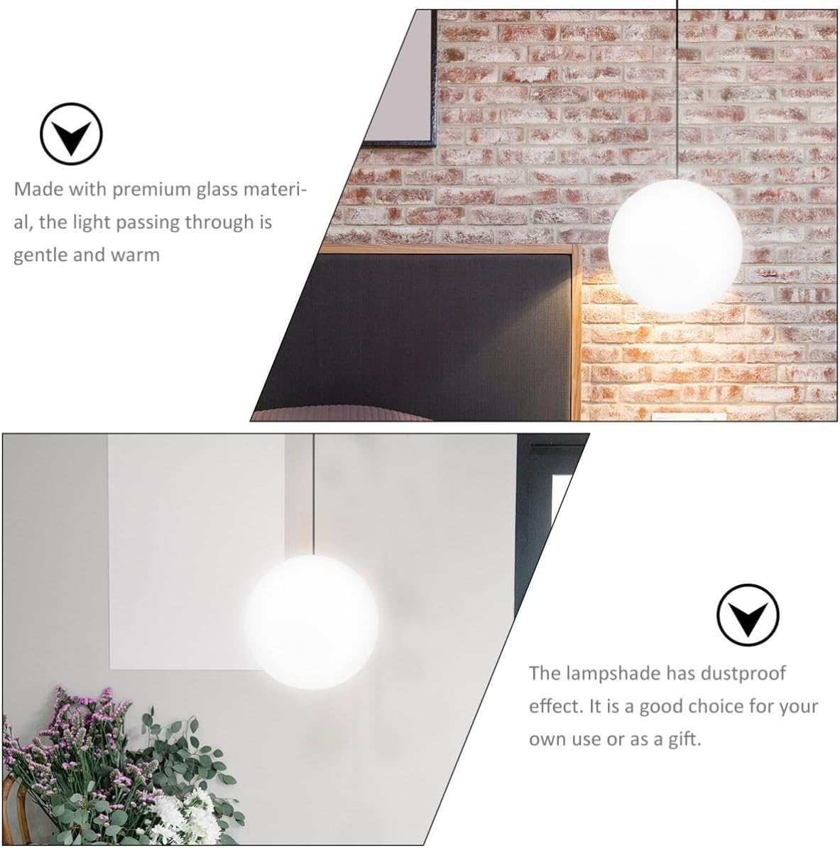 Angoily Pantalla de lámpara de globo de vidrio esmerilado, pantallas de lámpara colgante de orbe colgante, lámpara de esfera para aplique de pared,