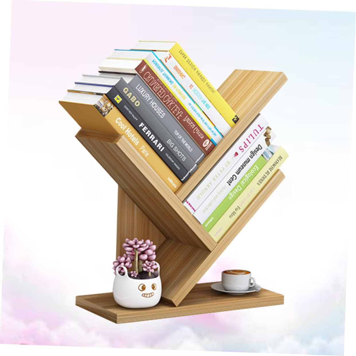 Estantería de madera de 3 capas para escritorio, estantería de árbol, estante de almacenamiento de moda pequeño