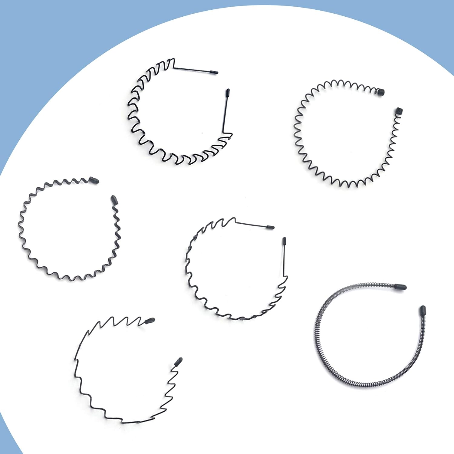 6 diademas de metal para hombres y mujeres, diademas onduladas, bandas elásticas unisex, antideslizantes, elásticas, flexibles, para el cabello