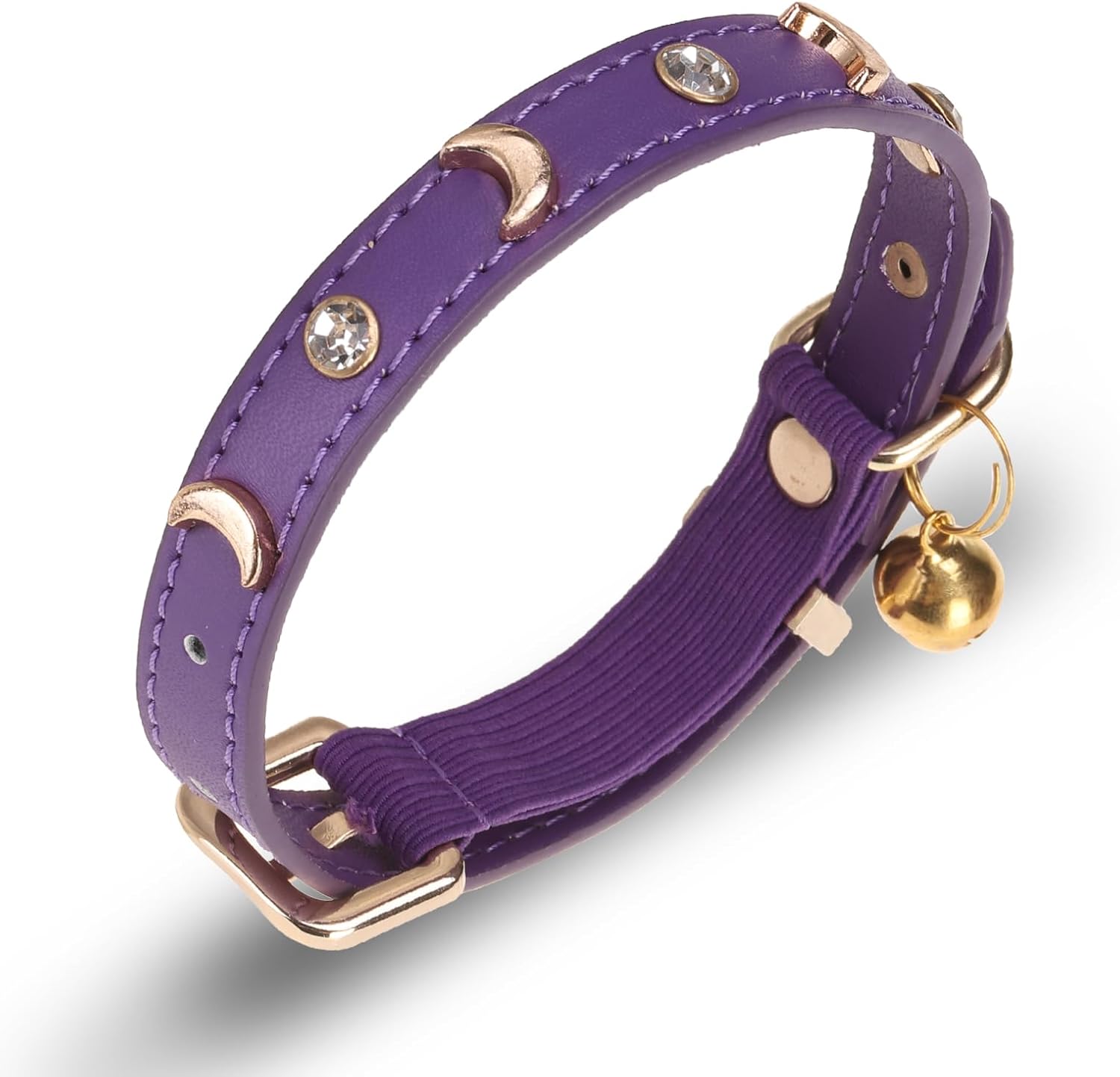 Collar de cuero para gatos con campana y correa de seguridad elástica, collares ajustables para gatitos para hembras, niños, gatos, cachorros,