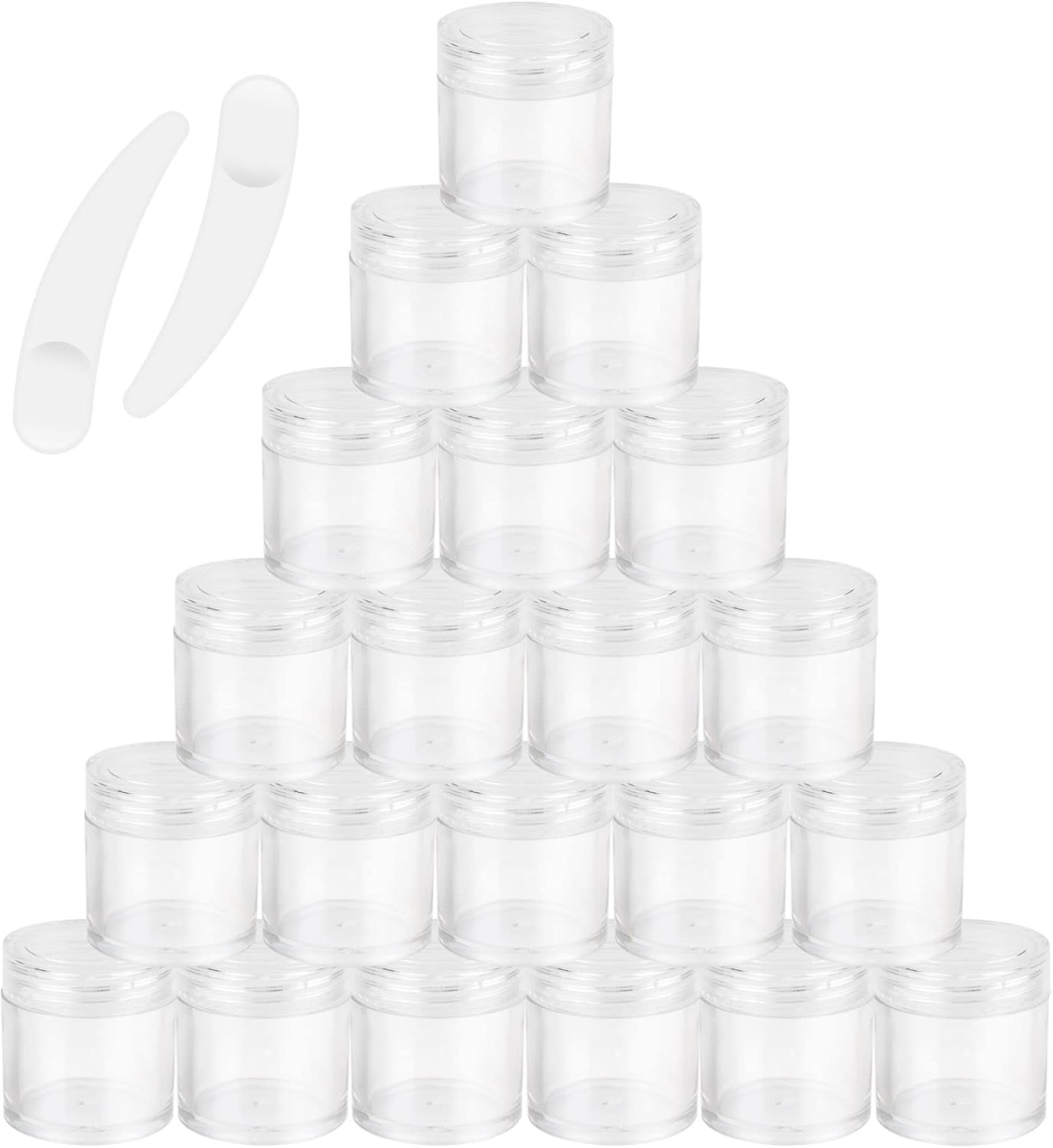 60 frascos redondos cosméticos vacíos de 0.35 oz, ollas de muestra, ollas de viaje con espátula para cosméticos, polvo de uñas, cuentas, diamantes