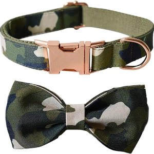 Love Dream Collar de perro con corbatín, collar de perro de camuflaje resistente con hebilla de metal de liberación rápida, collares de perro Love Dream Collar de perro con corbatín, collar de perro de camuflaje resistente con hebilla de metal de liberación rápida, collares de perro