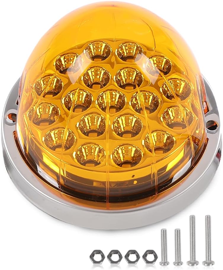 PIT66 Lente amarilla luz LED blanca cálida sandía (19 LED) marcador de señal de giro universal