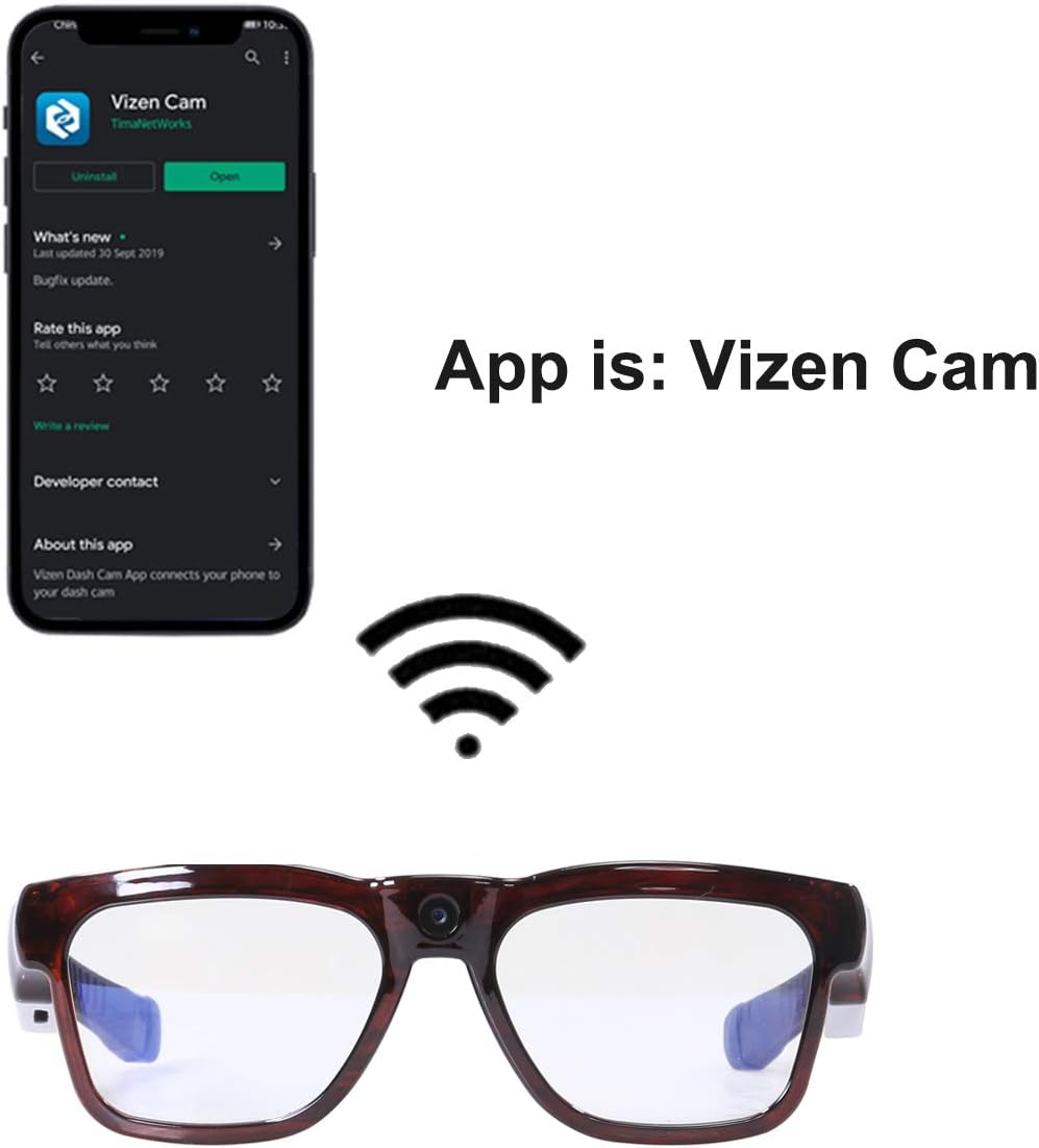 OhO sunshine Lentes de cámara WiFi de 128 GB, transmisión de video y fotos desde gafas a aplicación con cámara Ultra Full HD y lente de bloqueo de