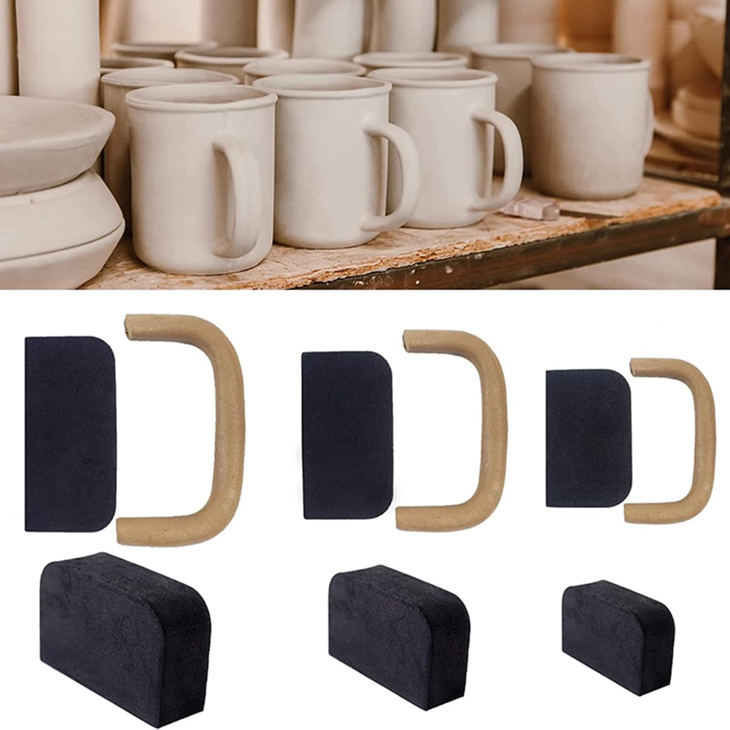 12 piezas de formas de mango de taza, moldes de mango de taza de cerámica para hacer arcilla, moldes de mango de taza de diferentes formas y tamaños