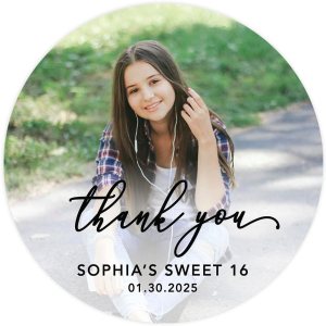 Andaz Press Paquete de 40 etiquetas redondas personalizadas con fotos de 2 pulgadas, dulces 16 etiquetas, calcomanías clásicas de agradecimiento con Andaz Press Paquete de 40 etiquetas redondas personalizadas con fotos de 2 pulgadas, dulces 16 etiquetas, calcomanías clásicas de agradecimiento con