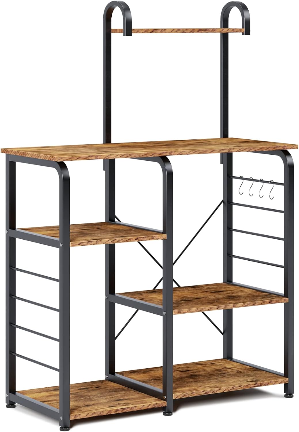 SDHYL Barra de café, estante para horno de 35 pulgadas, soporte para microondas con 5 estantes de almacenamiento y ganchos, estantes de cocina,